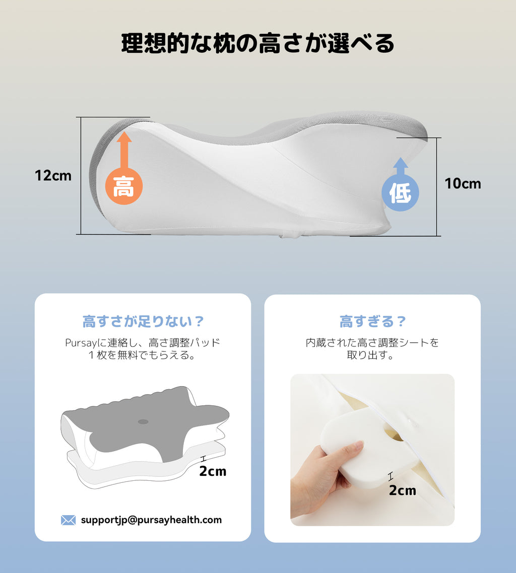 Pursay 首を休める枕 首が痛くならない イビキ防止 まくら 首コリ･肩こり解消 グッズ（カバー1枚入り）